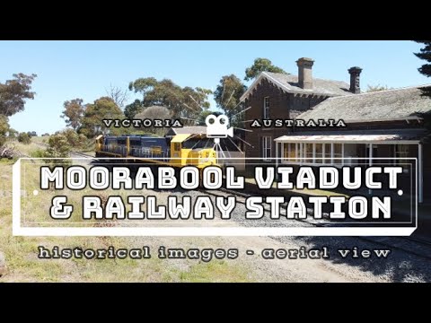 Aerial view - Historical Images : Moorabool Viaduct and Railway Station - Victoria Australia