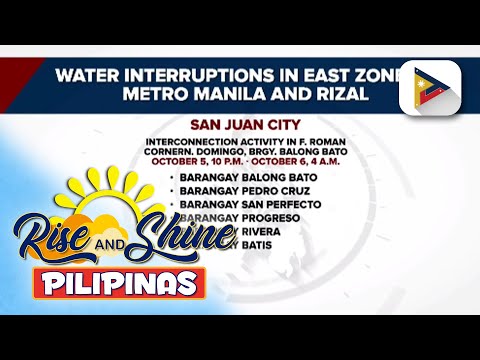 Water interruption, ipatutupad sa east zone ng NCR at Rizal ngayong Huwebes
