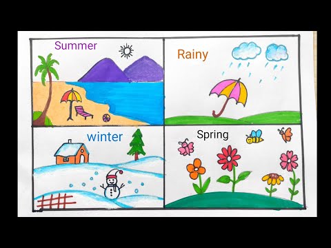 Weather season drawing idea | Season drawing for school project | Different season type on Earth