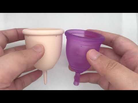 Menstrual cup squish test: Tom Organic cup size 2 vs Ruby cup size medium