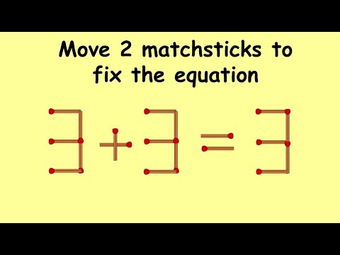 3+3=3 fix the equation | MatchStick Puzzle #97 | Move 2 Matchsticks | Puzzles with answer