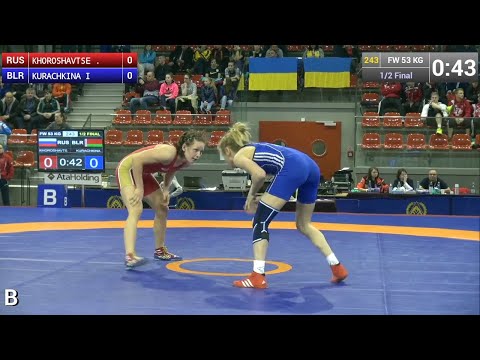 Semifinal FW - 53 kg: Iryna KURACHKINA (BLR) df. Olga KHOROSHAVTSEVA (RUS) by TF, 10-0