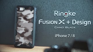 Ringke Fusion X Apple iPhone SE (2020) Hoesje Camo Design Zwart Hoesjes