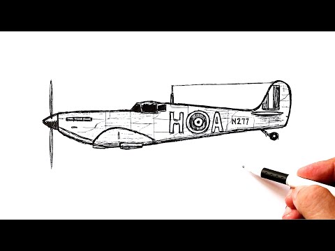 How to draw a WW2 Fighter Plane Supermarine Spitfire