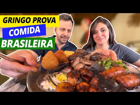 Gringo prova comida brasileira: churrasco, coxinha e mais! | Vlogs de Viagem