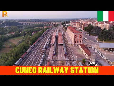 4 K Cuneo Railway Station (Piemonte, Italy) & Viadotto Soleri • Aerial Views | Drone Footage