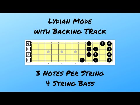 Lydian Mode (C) with Backing Track | 4-String Bass | 3 Notes Per String | Piano Rock