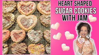 HEART SHAPED SUGAR COOKIES WITH JAM  #subscribe #fun #easy #new #cooking #baking #love #canada