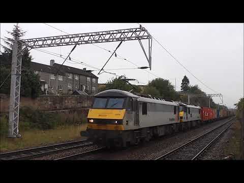 Double Freightliner Grey 90's | 90044/90043 4L81 at Coatbridge Central: 31/07/14