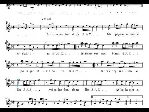 Bir Kere Sevdim Diye - Nota Eşliğinde Karaoke (Ahenk: Kız Neyi - 4 Ses - B)