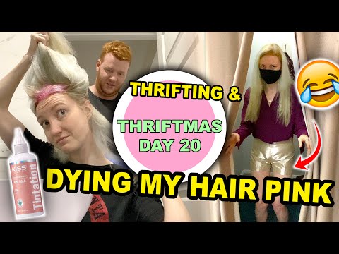 把頭髮染成粉紅色，和丈夫一起逛舊貨市場 | 舊貨節第20天 (DYING MY HAIR PINK & THRIFT SHOPPING WITH MY HUSBAND | THRIFTMAS DAY 20)