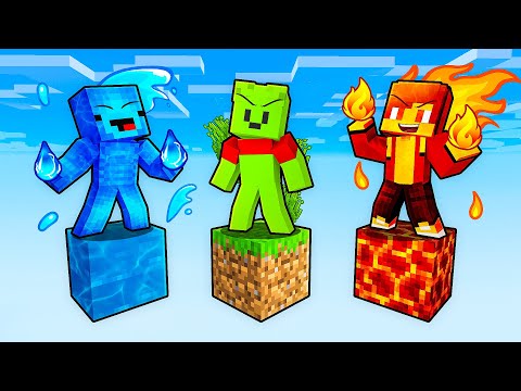 JJ vs Mikey vs Carrie: ELEMENTAL ONE BLOCK BATTLE in Minecraft - Maizen