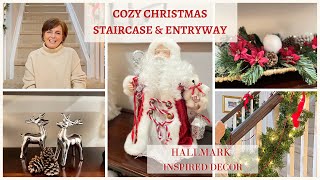 COZY CHRISTMAS ENTRYWAY & STAIRCASE | HALLMARK INSPIRED DECOR