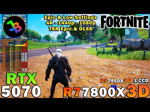 Fortnite | RTX 5070 | Sim. R7 7800X3D | 4K - 1440p - 1080p | Epic & Low Settings | DX12
