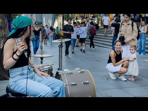 Child Is Amazed At Her Performance | Modjo - Lady Hear Me Tonight Cover | Tbilisi Street Music