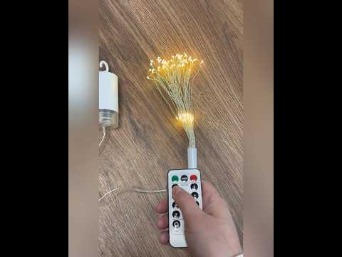 Гірлянда проволочна Капля роси LED феєрверк AVATAR-120 на батарейках з пультом ДУ (теплий білий)