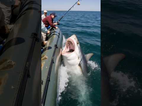 POV: A shark attacks a boat full of fishermen in the middle of the ocean #shark #attack #ocean #pov