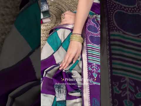 Green Elegant Chanderi Printed Saree with Temple Border & Matching Blouse