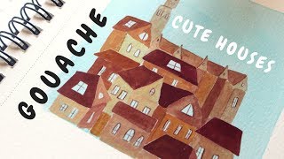 How to Draw Cute Houses in Gouache/ Mixed Media