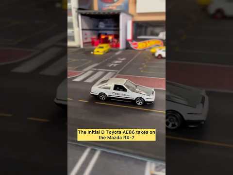 Initial D Toyota AE86 Vs Mazda Rx7 🚗💨 who will be the street racing king #hotwheels