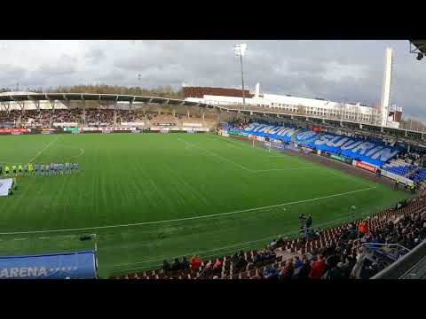 HIFK - HJK 0-2 great tifos when the players are entering Bolt Arena in the Stadin derby 28.04.2022