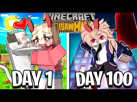 I Survived 100 DAYS as POWER in Chainsaw Man Minecraft!