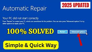 How to Fix Your PC did not Start Correctly on Windows 10 / Windows 11 | Fix Automatic Repair Loop