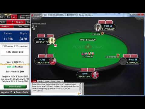 Replay |Final table PokerStars MicroMillions 75 $3.30 6-Max, Hyper-Turbo Progressive KO Nov 17, 2019
