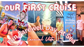 Carnival Vista / Thing one & Thing two birthday breakfast fun farewell day at sea #carnivalcruises