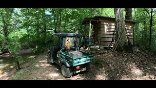 Bush Crafter Breakfast Off Grid Cabin Alabama Outdoorsman Woodsman on a Hot July Morning