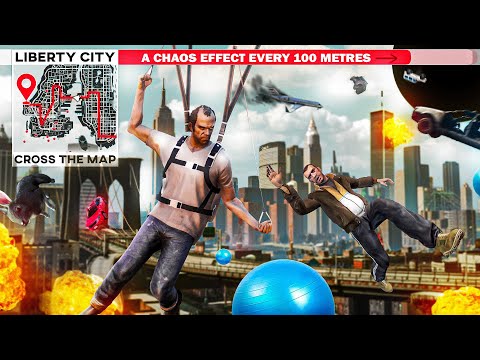 Can You Cross GTA 5’s LIBERTY CITY If Every 100m Chaos Happens?!