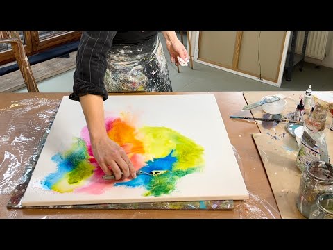 Special abstract acrylic techniques -- flowers - canvas - excellent - calm charisma