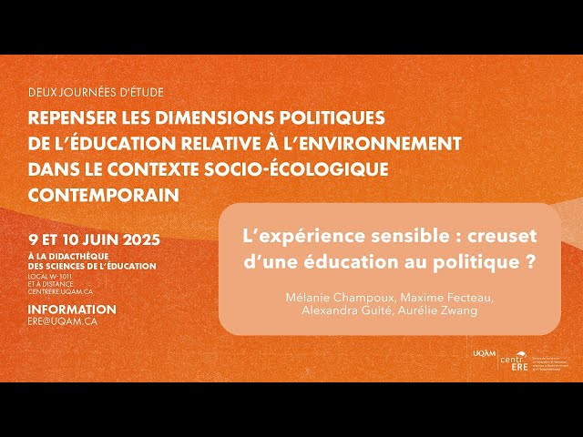 Séminaire: «L’expérience sensible: creuset d’une éducation au politique?»