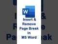 Page Break in MS Word #shorts #msword