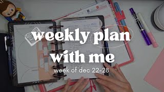 12/22-28 hobonichi plan with me | small tasks & holiday prep | weeks & avec | weekly set-up