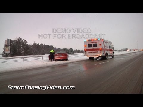1/24/2014 Stearns County MN I-94 Snow Storm And Wrecks