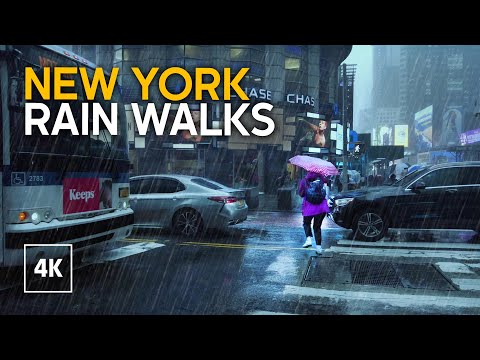 New York RAIN Walks Collection Part One ☔️ Raining in New York City 4K