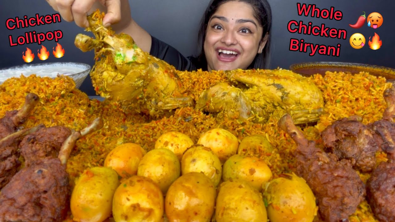 2 WHOLE CHICKEN DUM BIRYANI, CRISPY CHICKEN LOLLIPOP, BIRYANI EGGS, SPICY EXTRA GRAVY & ONION RAITA