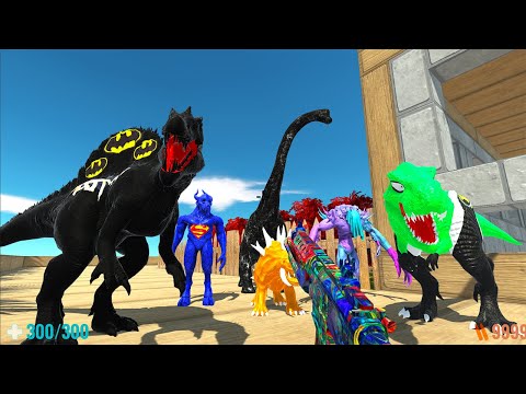 VENOM BRACHIOSAURUS VS DEATH VILLAGE RUN FPS PERSPECTIVE - Animal Revolt Battle Simulator