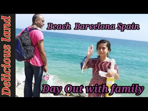 Amazing beachside Barcelona Spain🏝💺/Seaside views/ A day on Beach/سپین کا ساحل سمندر /DeliciousLand