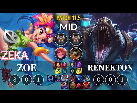 VG Zeka Zoe vs Renekton Mid - KR Patch 11.5
