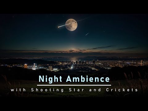 Night ambience 4hours ✨ Shooting Star 🦗 Crickets 🌳 Relax with Nature sound ASMR