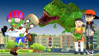Couple Zombie Stole Baby Dinosaur Vs Nick and Doll Squid Game Troll - Scary Teacher 3D Funny Story