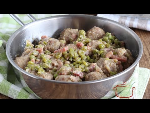 POLPETTE IN PADELLA CON SPECK E PISELLI