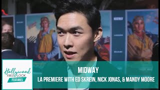MIDWAY (2019) | LA PREMIERE with ED SKREIN, NICK JONAS, & MANDY MOORE with SARI COHEN video