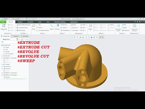 Creo part modeling Exercises tutorial for Beginners. | Creo Model mania Tutorial.