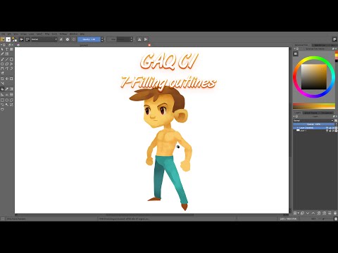 Krita's Fill tool: fill outlines and selections