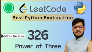 YouTube video 'Leetcode 326. Power of Three | Math & Iterative Approaches | Python Solution'