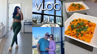 VLOG Mama & Baba Visit Miami, Cooking Creamy Garlic Pasta, Try On Haul & More!!