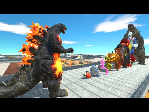Godzilla Burning vs Godzilla LAVA DEATH RUN - Animal Revolt Battle Simulator